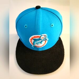 MIAMI DOLPHINS|New Era 59Fifty Team Headwear|Blue/Orange Colorway|Size 7 1/8